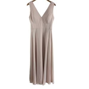 Social Bridesmaids Dress Chiffon Maxi Gown 8185 Cameo Beige Tan Blush Pink 12